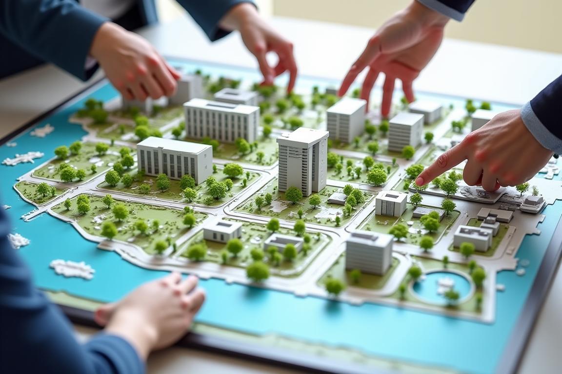 Consultation aménagement urbain avec maquette